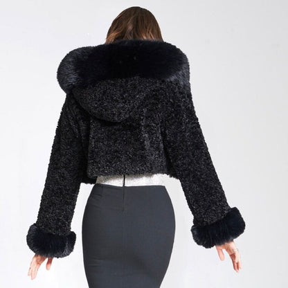 Cynthia | Women's Faux Fur Cropped Hooded Coat