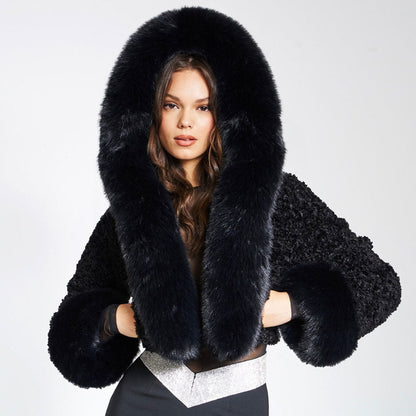 Cynthia | Women's Faux Fur Cropped Hooded Coat