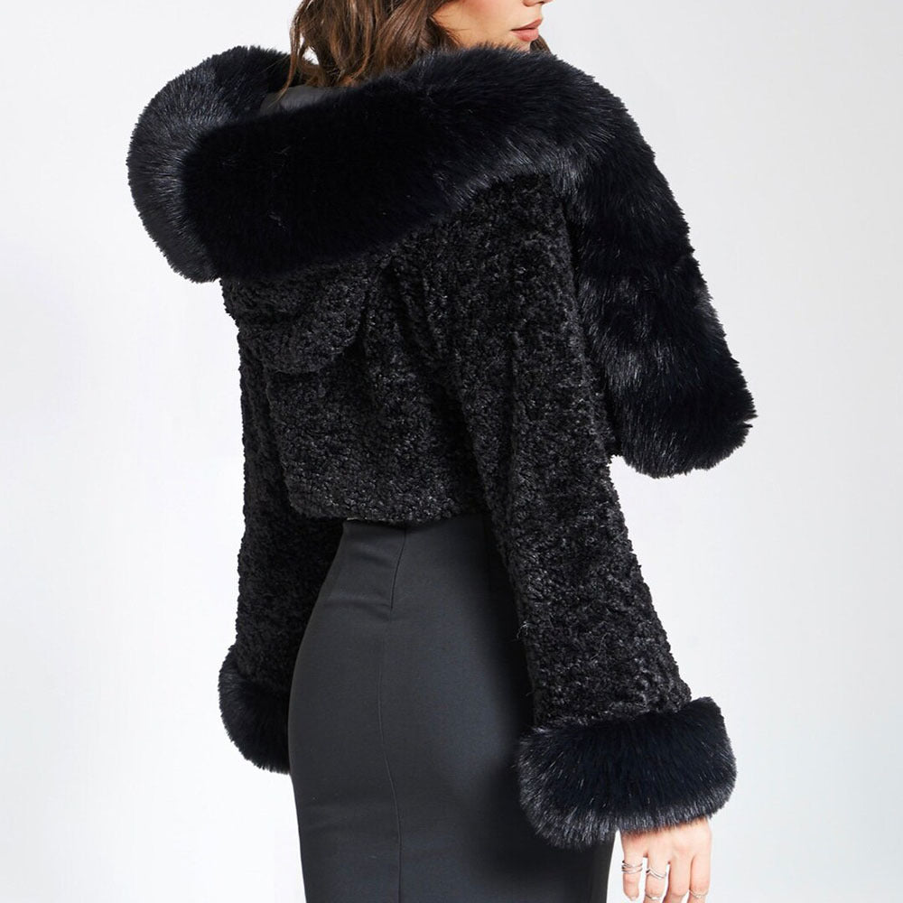 Cynthia | Women's Faux Fur Cropped Hooded Coat