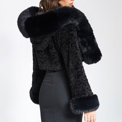 Cynthia | Women's Faux Fur Cropped Hooded Coat