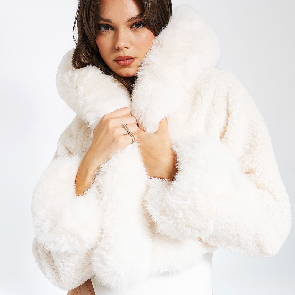 Cynthia | Women's Faux Fur Cropped Hooded Coat