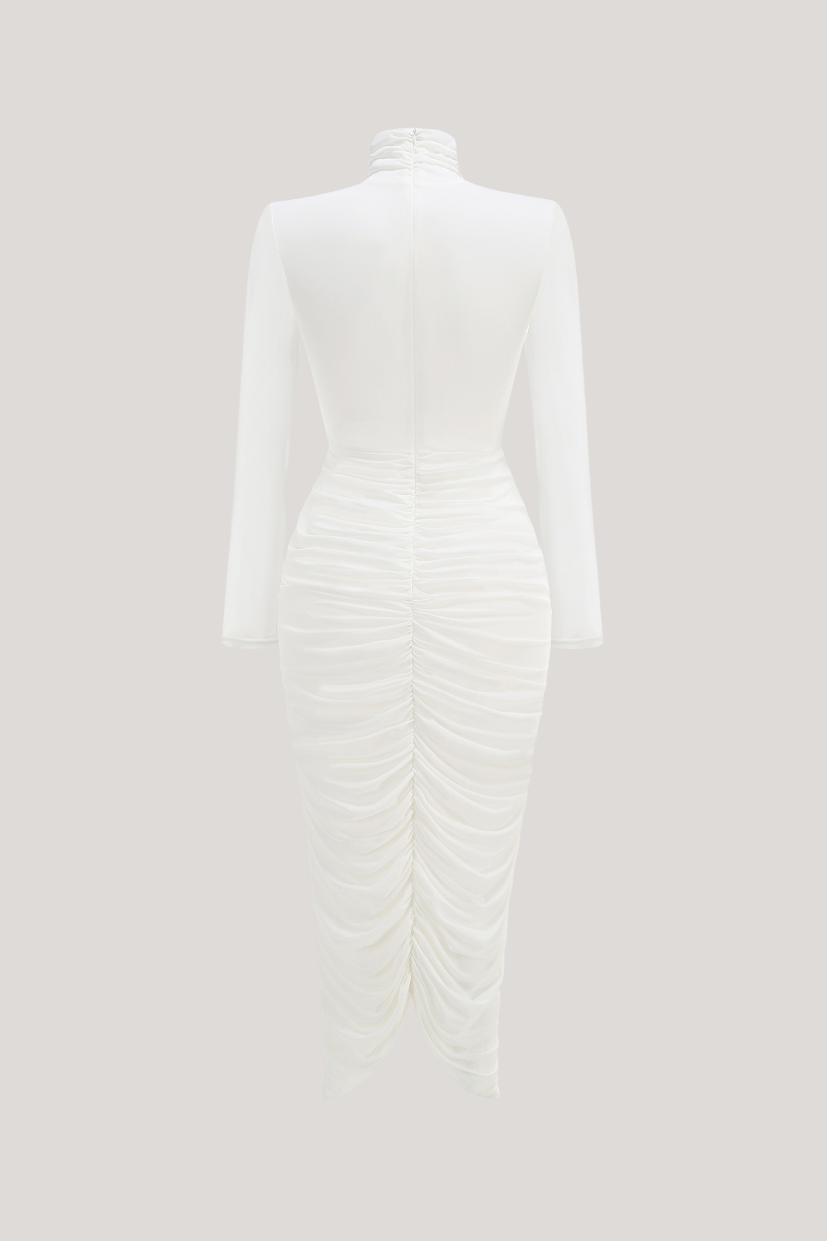 Dahlia | Women's High-Neck Ruched Midi Bodycon Dress