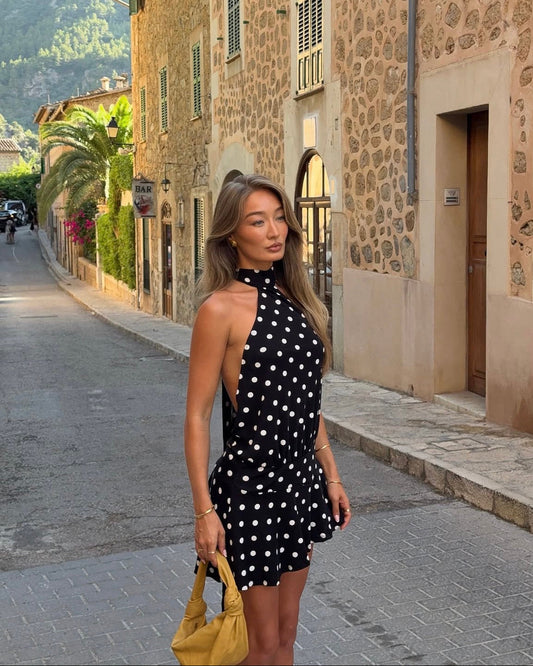 Dakota | Women's Open-Back Polka Dot Halter Mini Dress