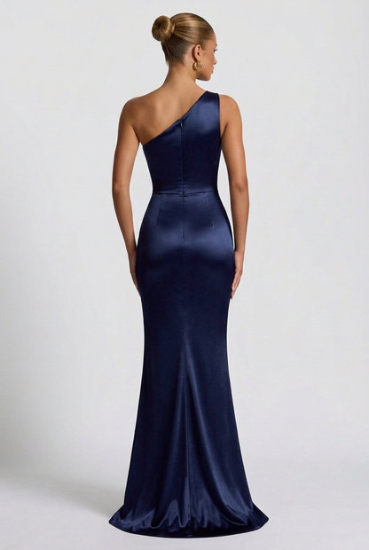 Daphne | Women's One-Shoulder Satin Maxi Prom Dress with Split