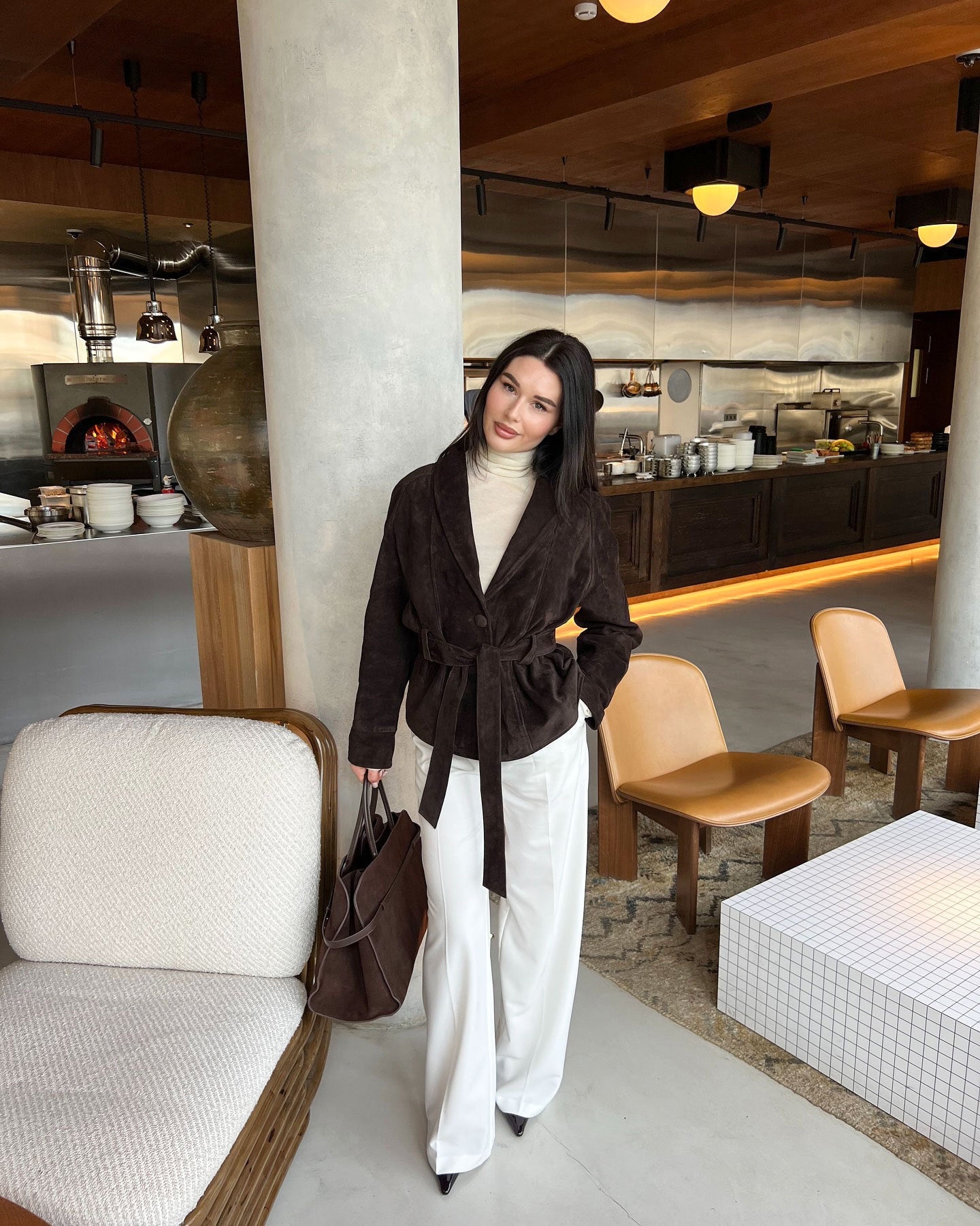 Deborah | Women's Belted Shawl Collar Faux Suede Trench Coat Jacket
