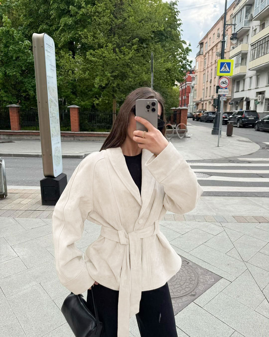 Deborah | Women's Belted Shawl Collar Faux Suede Trench Coat Jacket