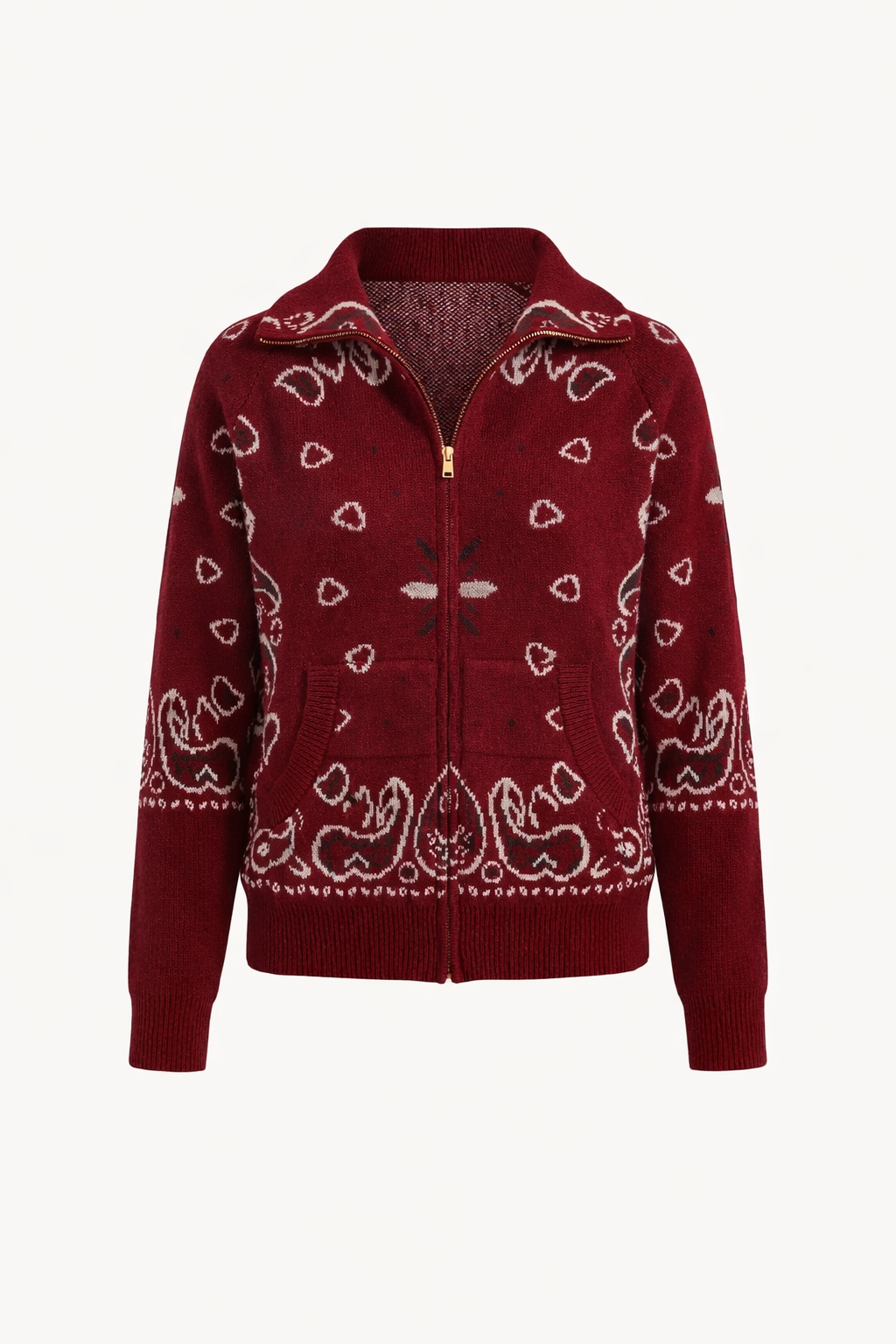 Delaney | Women's Paisley Zip Up Knit Cardigan