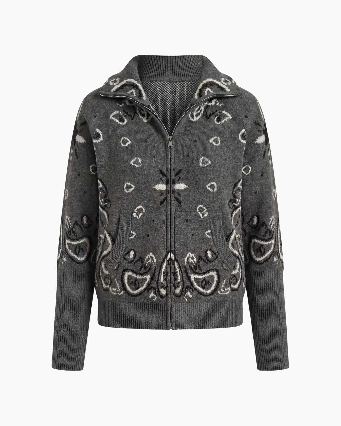 Delaney | Women's Paisley Zip Up Knit Cardigan
