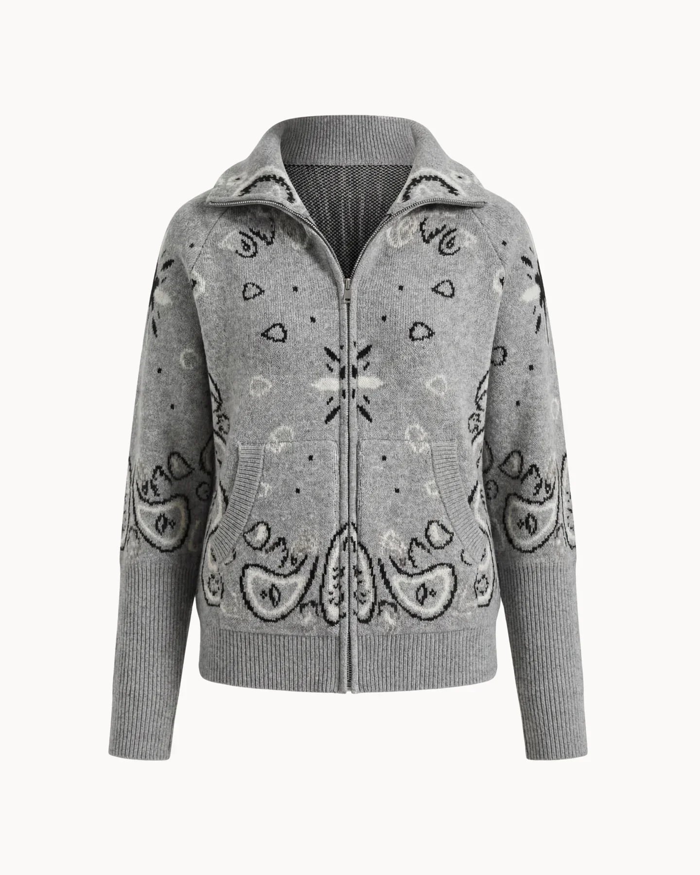Delaney | Women's Paisley Zip Up Knit Cardigan