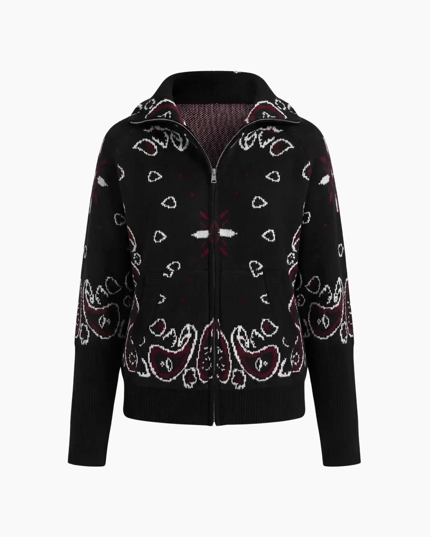 Delaney | Women's Paisley Zip Up Knit Cardigan