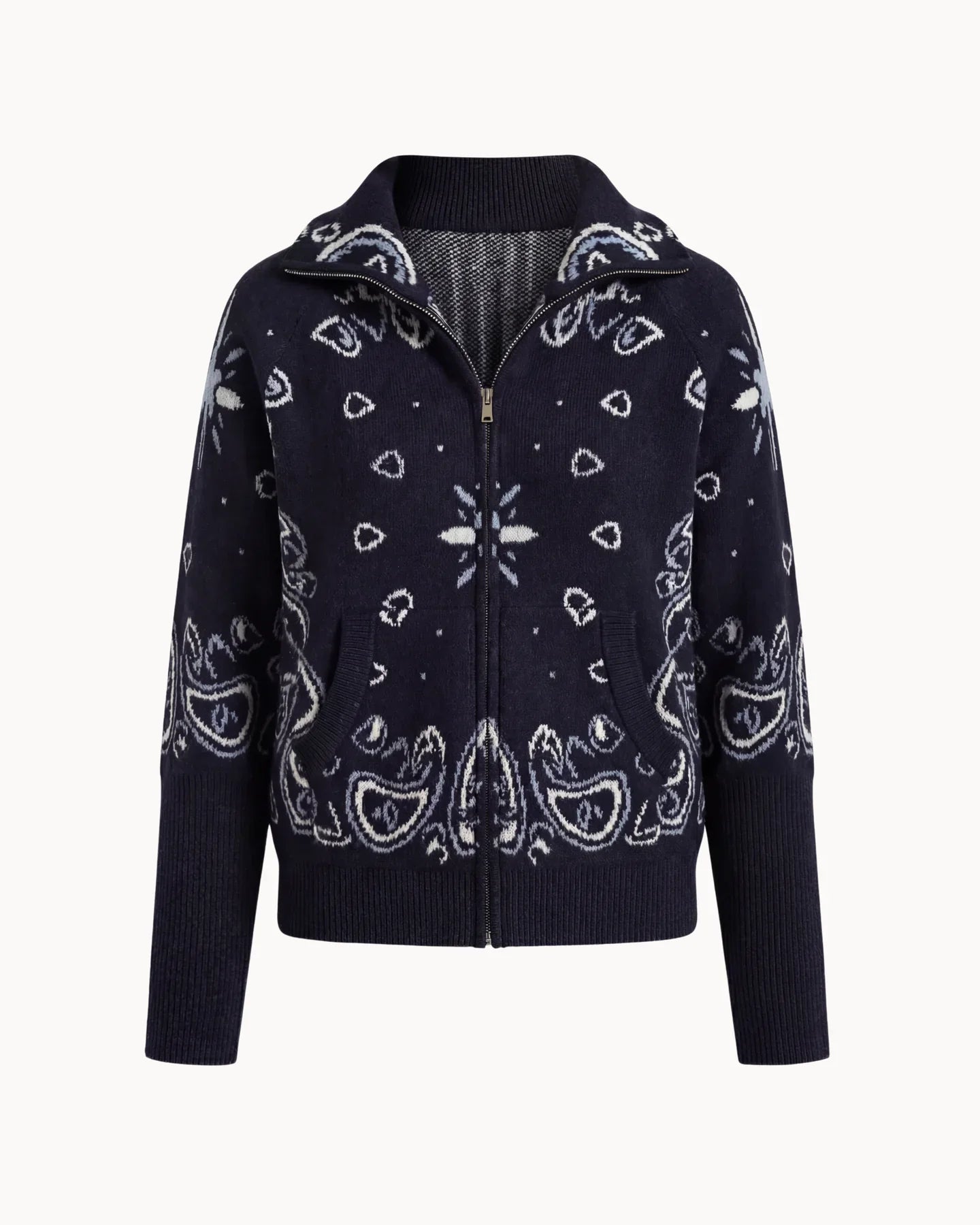 Delaney | Women's Paisley Zip Up Knit Cardigan