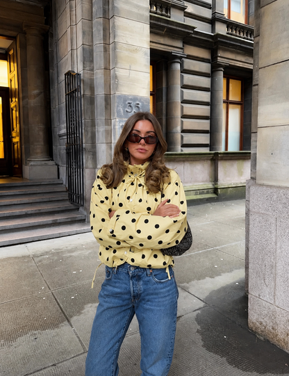 Elise | Women's Polka Dot High Neck Puff Sleeve Jacket