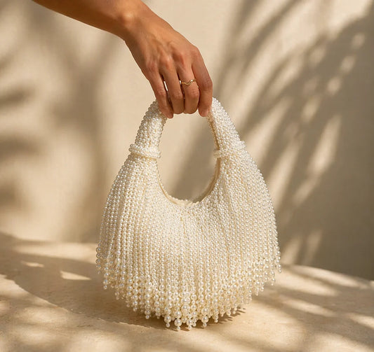 Ellie | Women’s Pearl Beaded Fringe Shoulder Hand Party Bag
