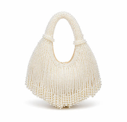 Ellie | Women’s Pearl Beaded Fringe Shoulder Hand Party Bag