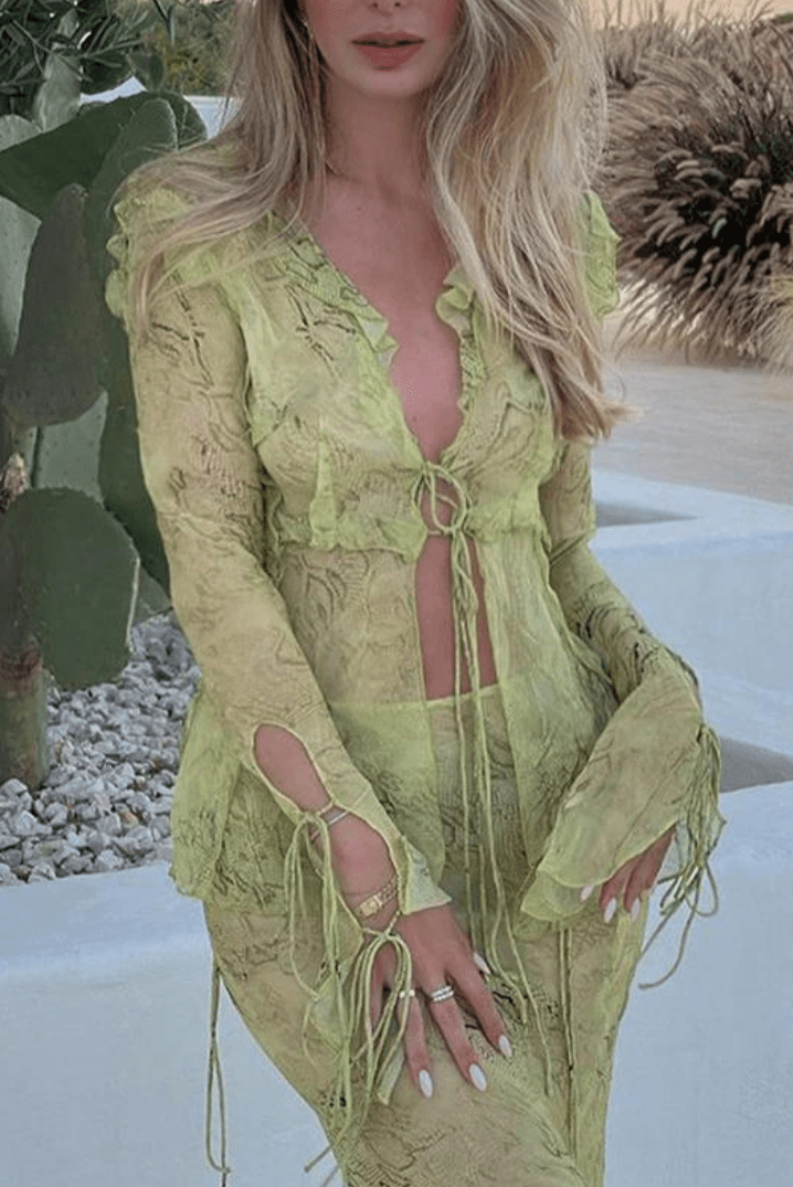 Elowyn | Women's Flowing Two-Piece Vacation Summer Cover-up Set