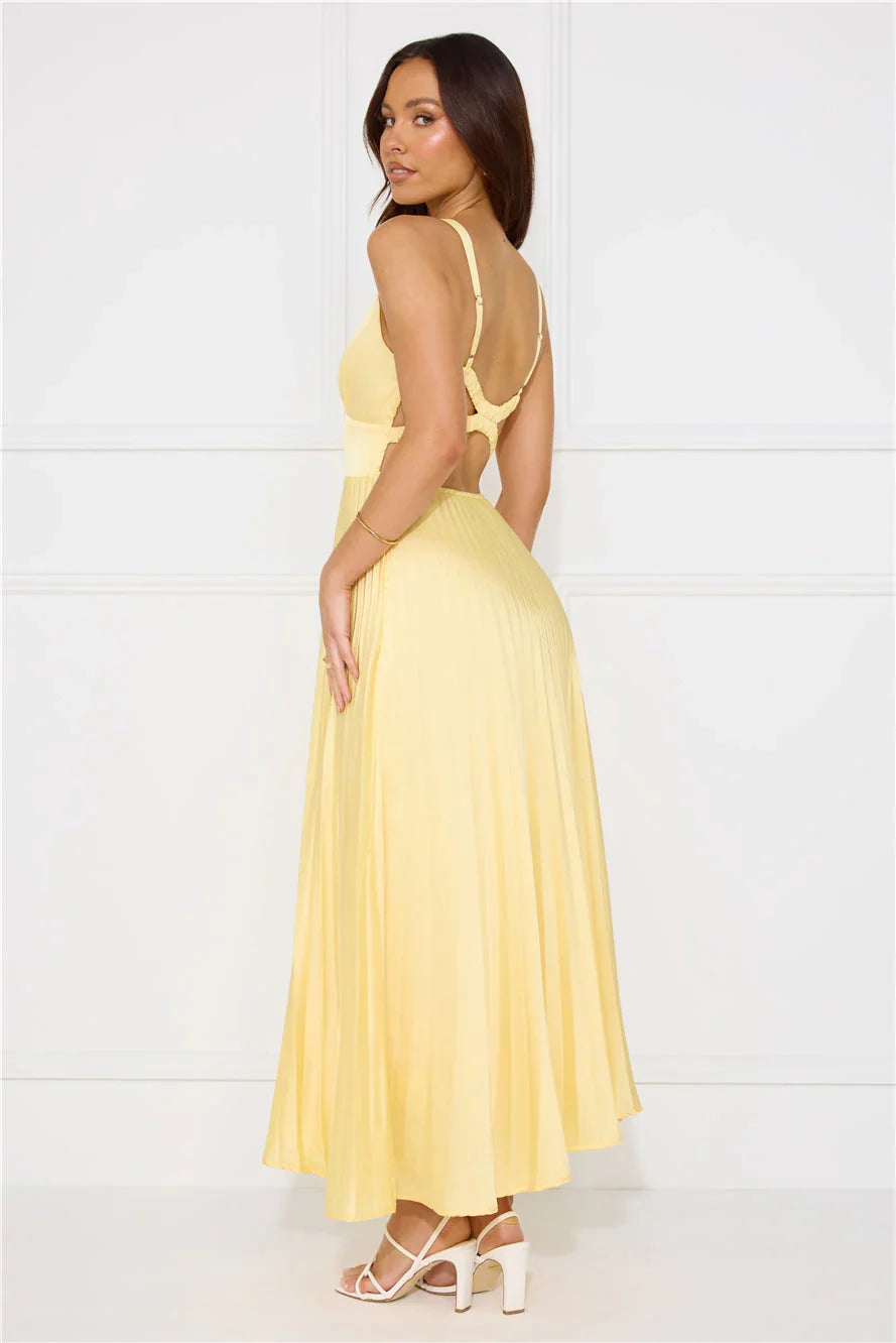 Erica | Women's Sleeveless Pleated Maxi Wedding Guest Dress