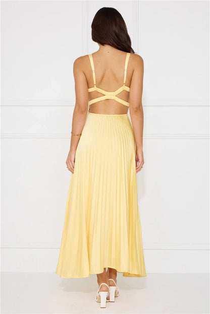 Erica | Women's Sleeveless Pleated Maxi Wedding Guest Dress