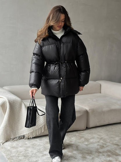 Esther | Women's Drawstring Waist Hooded Puffer Jacket