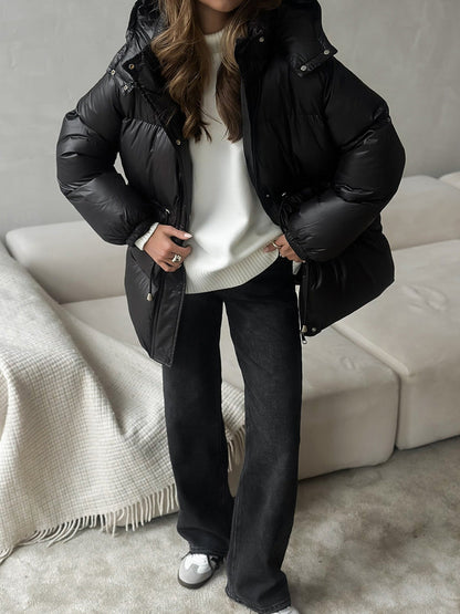 Esther | Women's Drawstring Waist Hooded Puffer Jacket