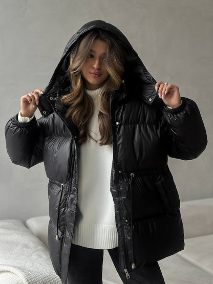 Esther | Women's Drawstring Waist Hooded Puffer Jacket