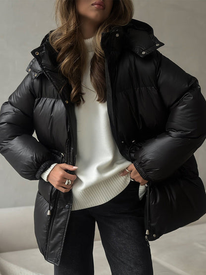 Esther | Women's Drawstring Waist Hooded Puffer Jacket