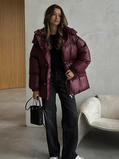 Esther | Women's Drawstring Waist Hooded Puffer Jacket