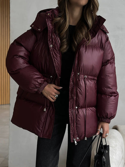 Esther | Women's Drawstring Waist Hooded Puffer Jacket