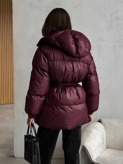 Esther | Women's Drawstring Waist Hooded Puffer Jacket