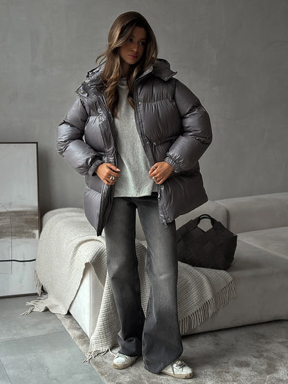 Esther | Women's Drawstring Waist Hooded Puffer Jacket