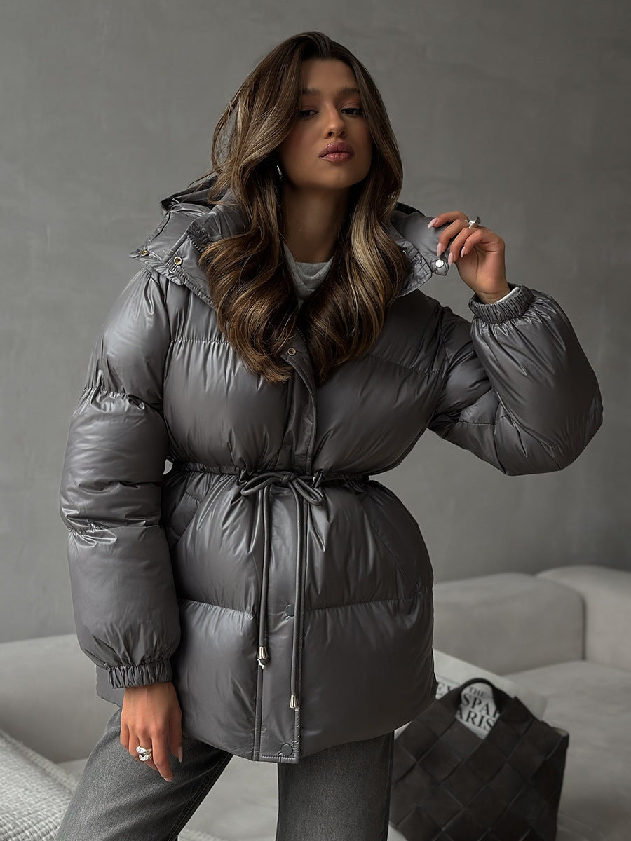Esther | Women's Drawstring Waist Hooded Puffer Jacket