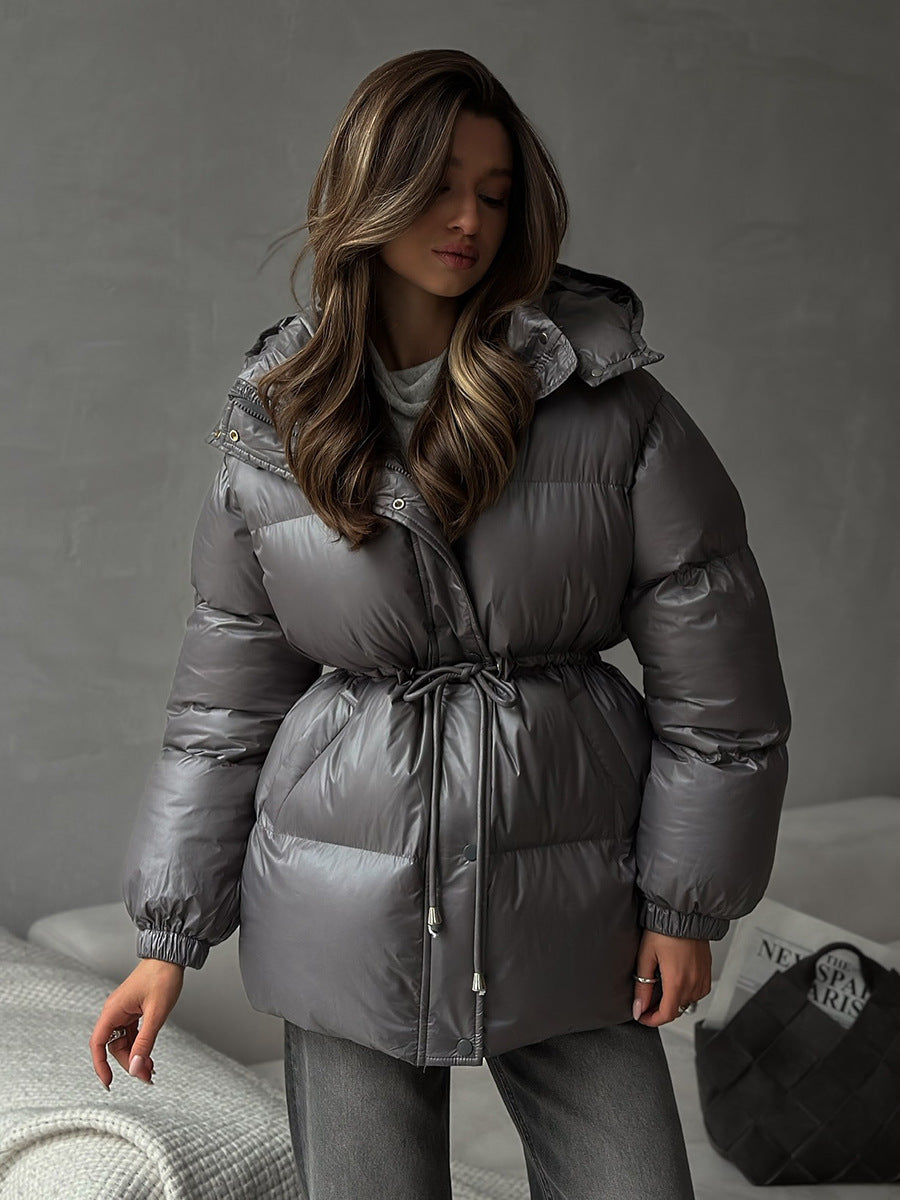 Esther | Women's Drawstring Waist Hooded Puffer Jacket