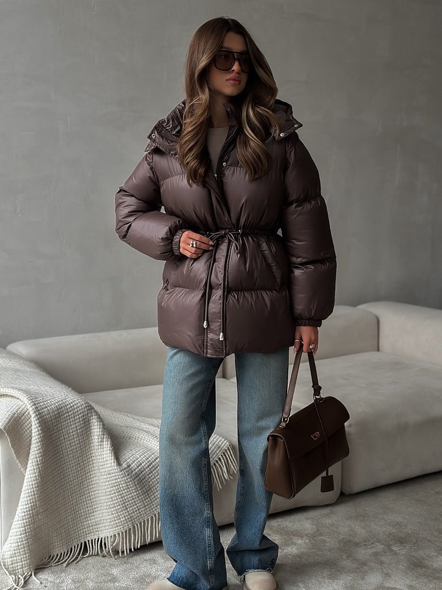 Esther | Women's Drawstring Waist Hooded Puffer Jacket