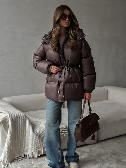 Esther | Women's Drawstring Waist Hooded Puffer Jacket