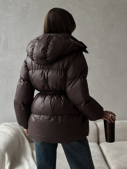 Esther | Women's Drawstring Waist Hooded Puffer Jacket