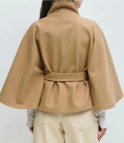 Felicia | Women's Belted High Turtle Neck Cape Coat Jacket