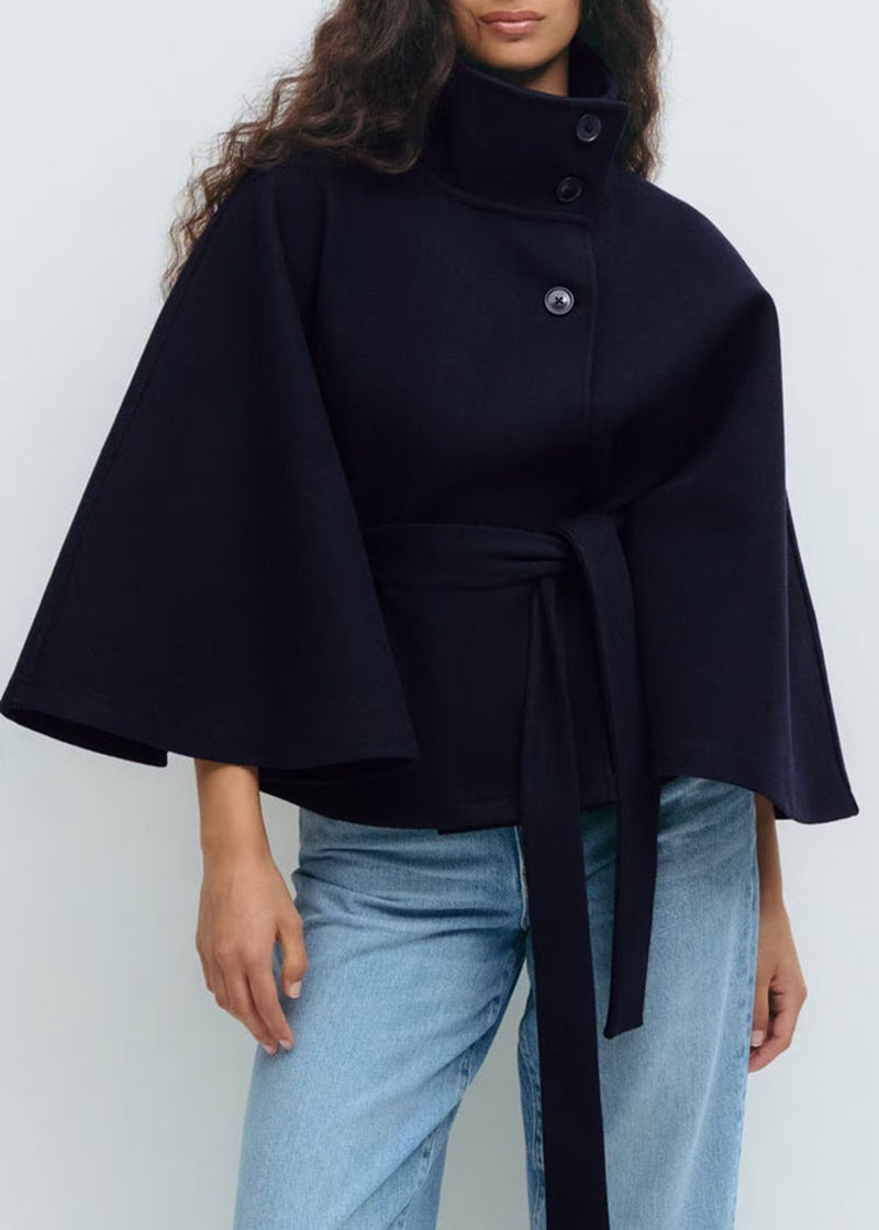 Felicia | Women's Belted High Turtle Neck Cape Coat Jacket