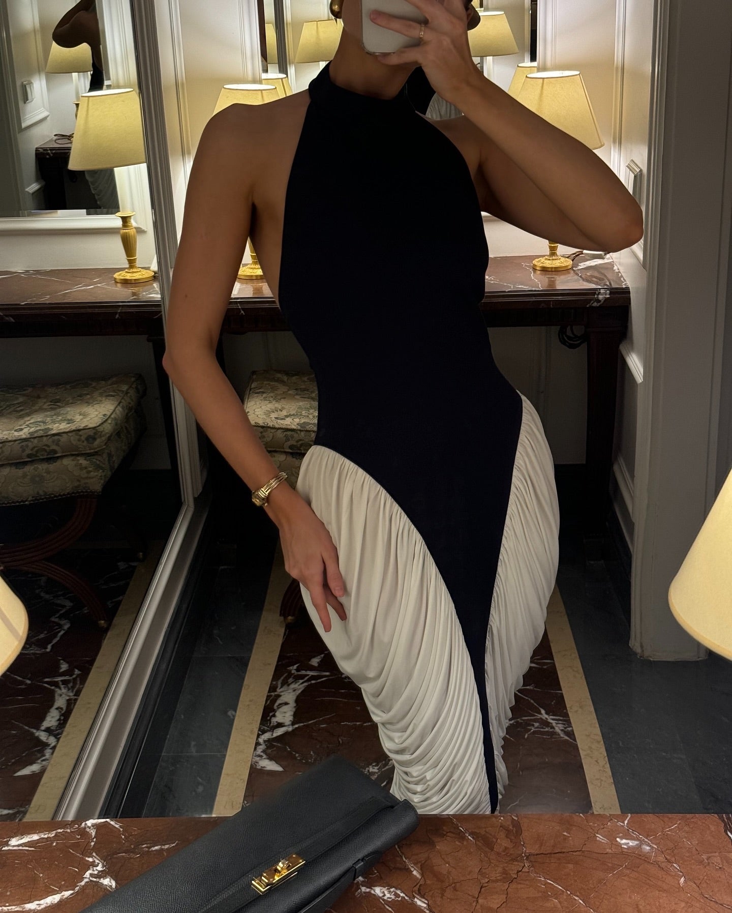 Francesca | Women's High-Neck Sleeveless Backless Pleated Midi Dress