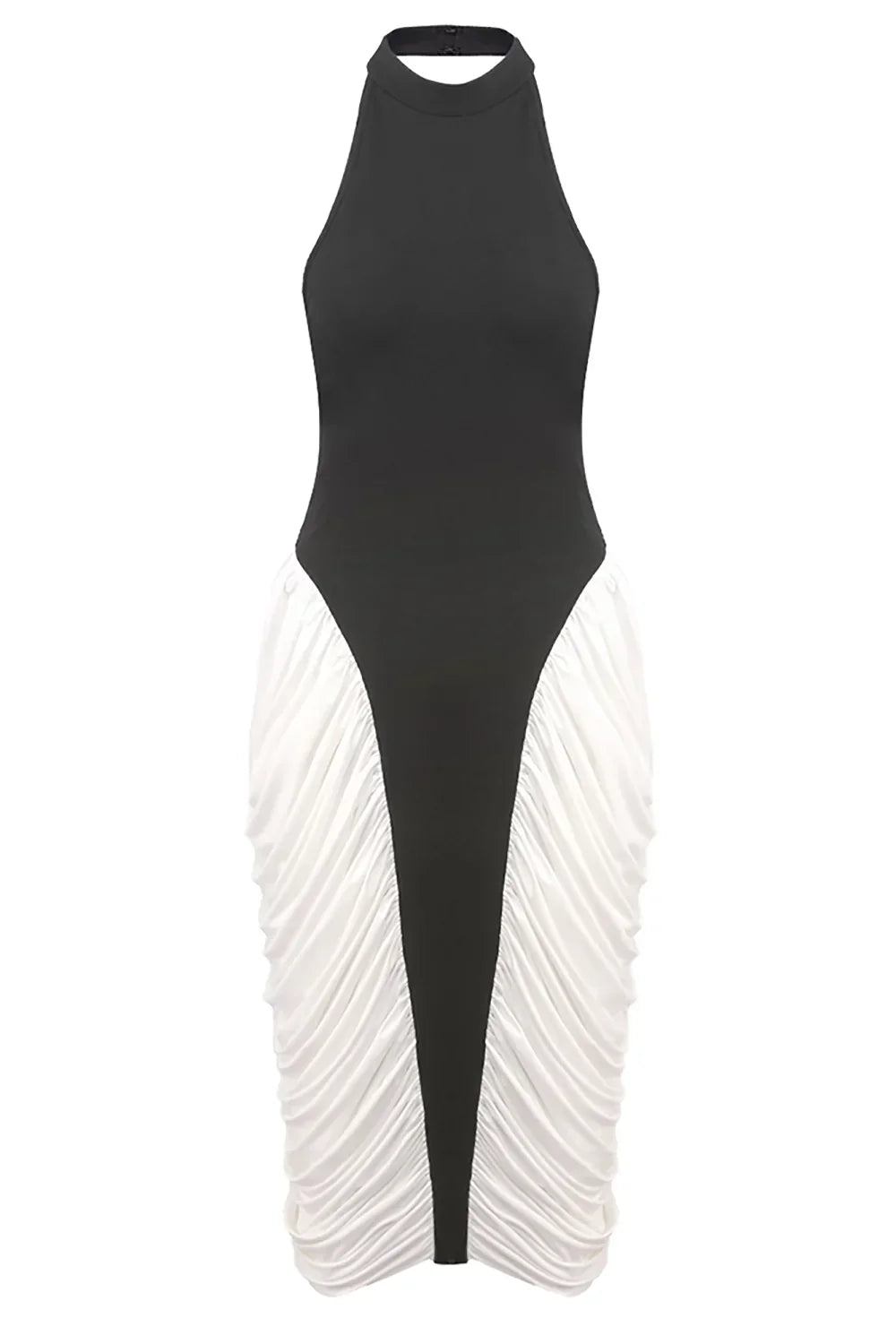 Francesca | Women's High-Neck Sleeveless Backless Pleated Midi Dress