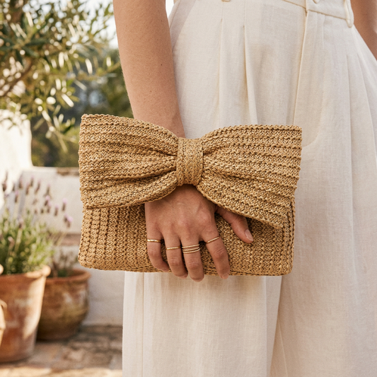 Gaby | Women’s Boho Woven Bow Clutch Party Bag