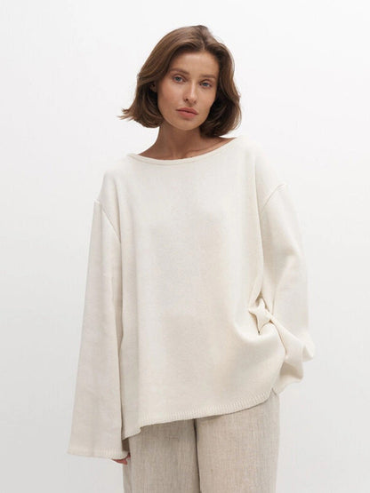 Giselle | Women's Oversized Crew Neck Backless Knit Sweater