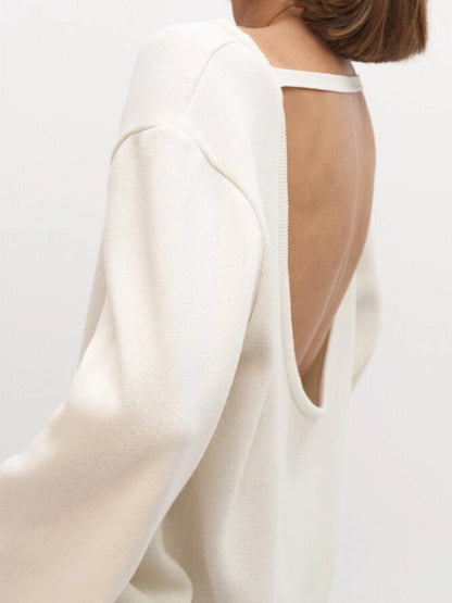 Giselle | Women's Oversized Crew Neck Backless Knit Sweater