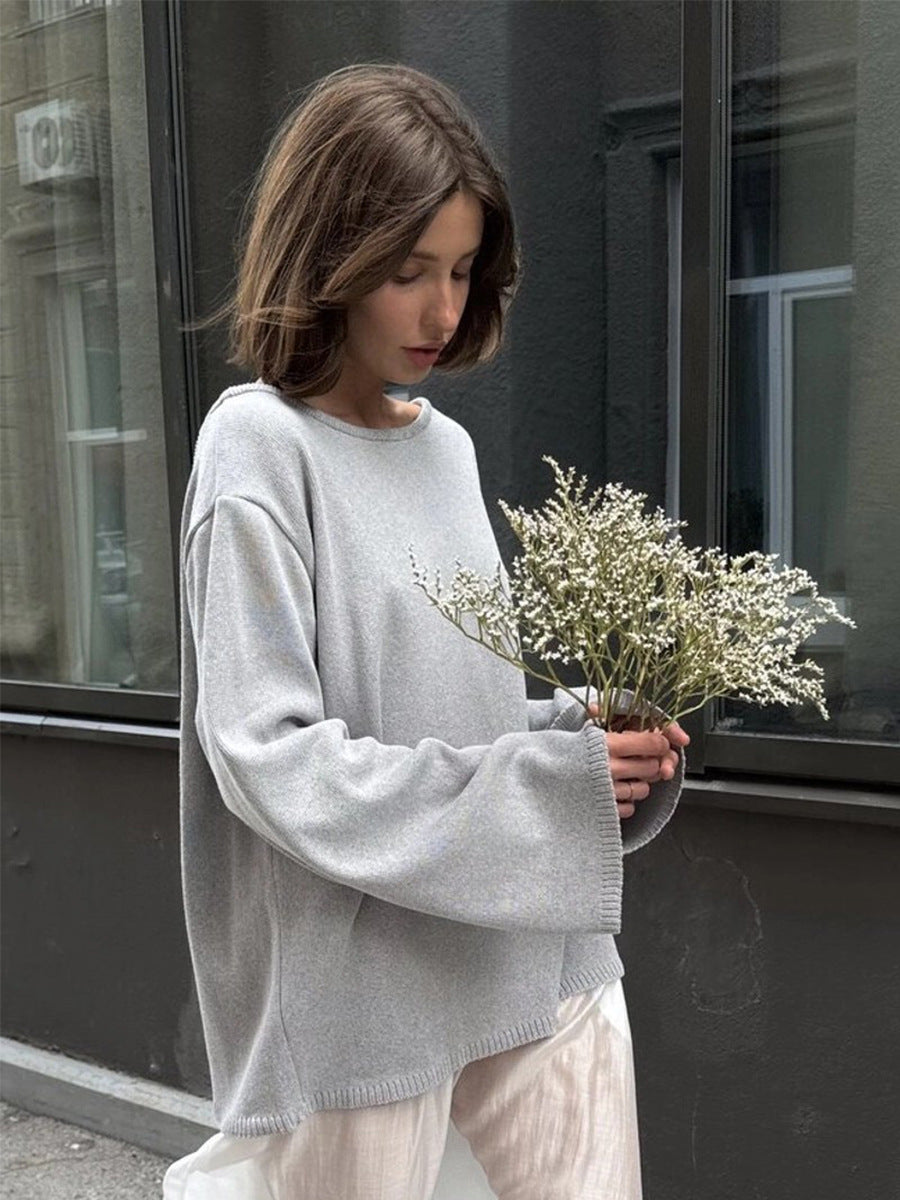 Giselle | Women's Oversized Crew Neck Backless Knit Sweater