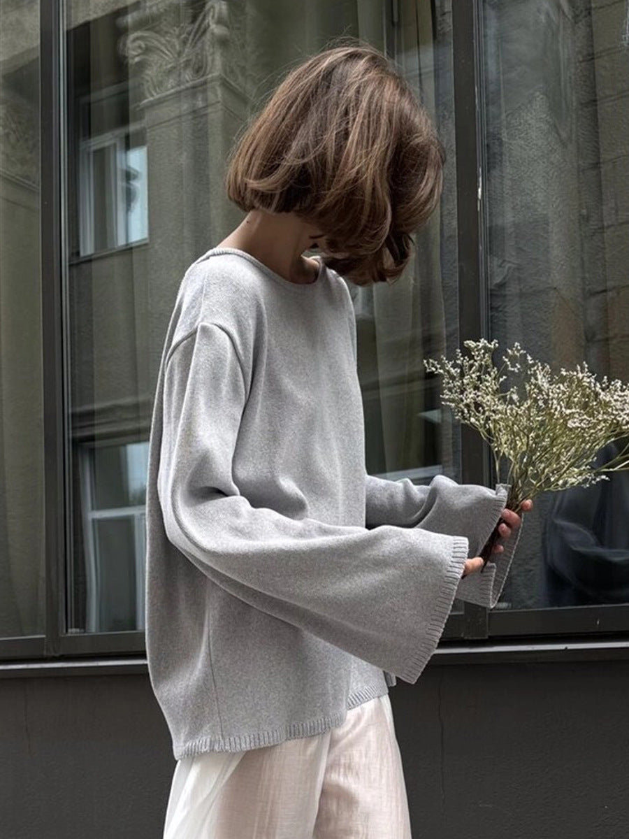 Giselle | Women's Oversized Crew Neck Backless Knit Sweater