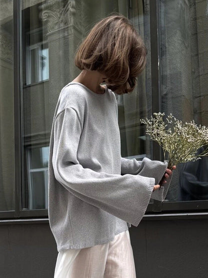 Giselle | Women's Oversized Crew Neck Backless Knit Sweater