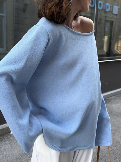 Giselle | Women's Oversized Crew Neck Backless Knit Sweater