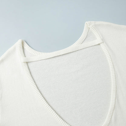 Giselle | Women's Oversized Crew Neck Backless Knit Sweater