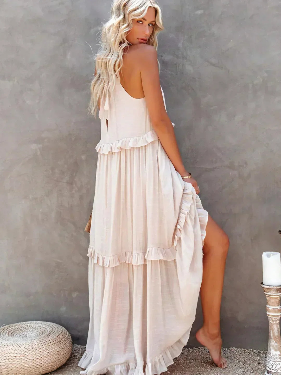 Gabriella | Women’s Tiered Ruffle Trim Sleeveless Maxi Summer Dress
