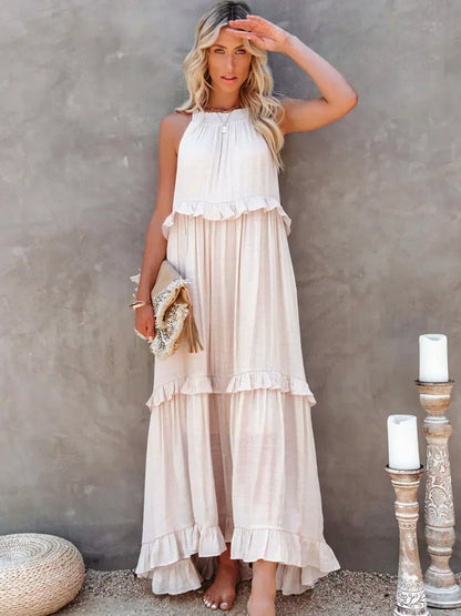 Gabriella | Women’s Tiered Ruffle Trim Sleeveless Maxi Summer Dress