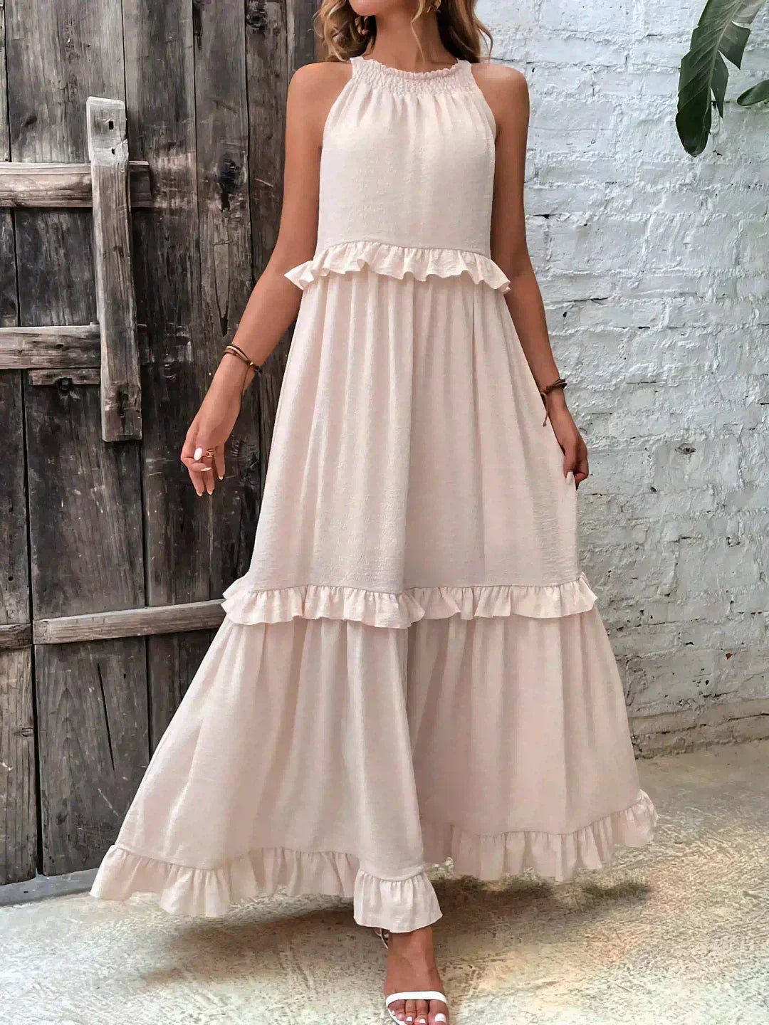 Gabriella | Women’s Tiered Ruffle Trim Sleeveless Maxi Summer Dress