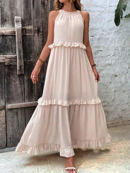 Gabriella | Women’s Tiered Ruffle Trim Sleeveless Maxi Summer Dress